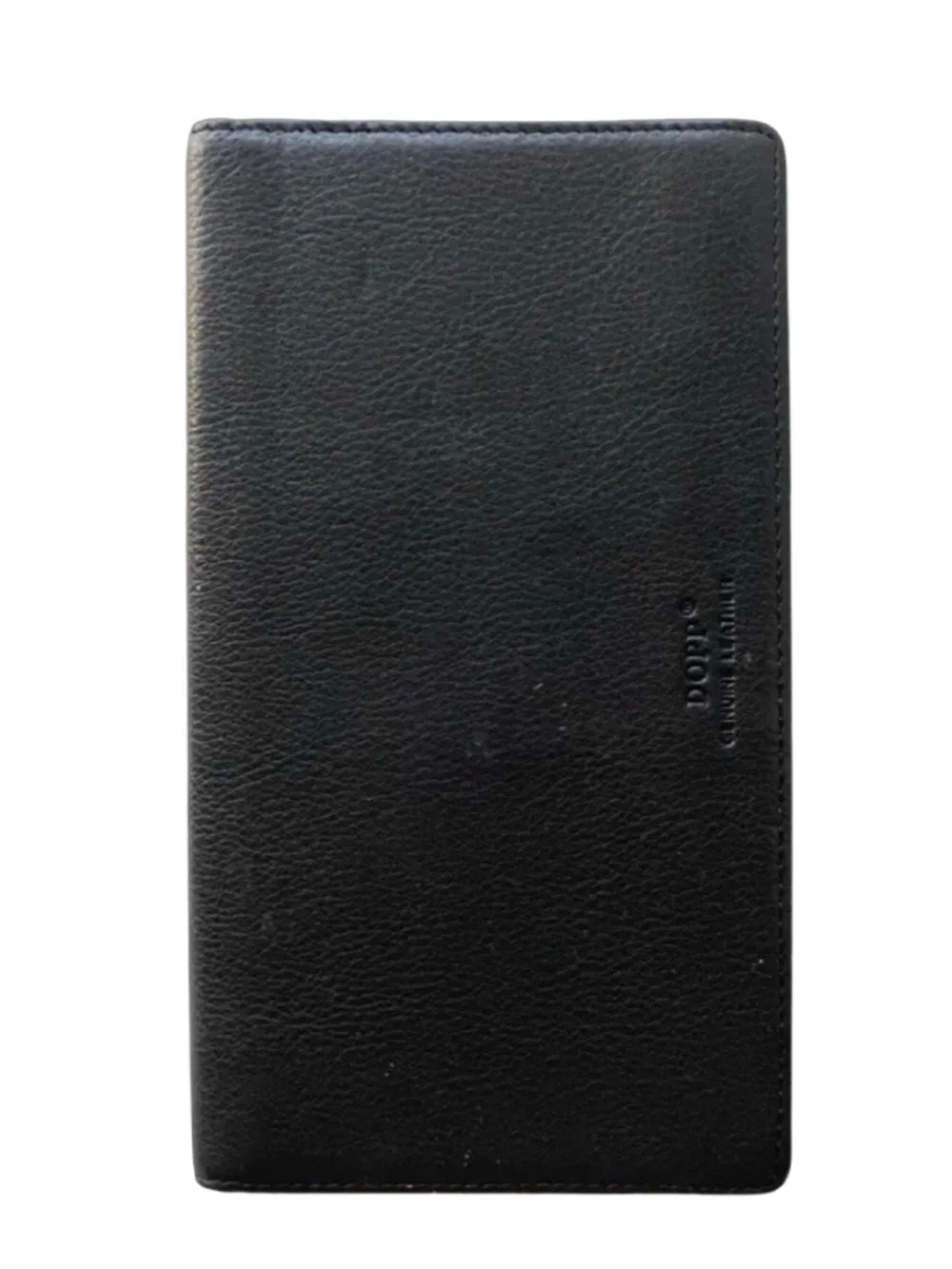 DOPP Black Leather Bifold Checkbook Wallet 6.5x3.5 Organizer Long
